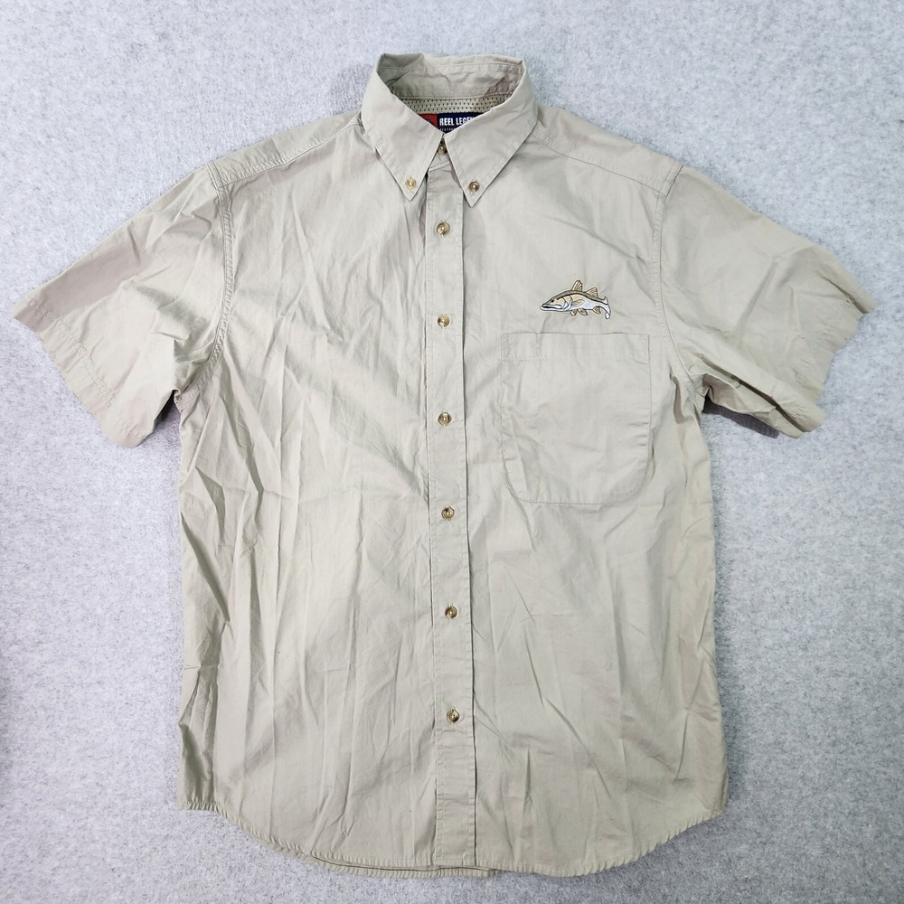 Reel Legends Performance Shirt Mens Size Small Gray Fishing Vented‎